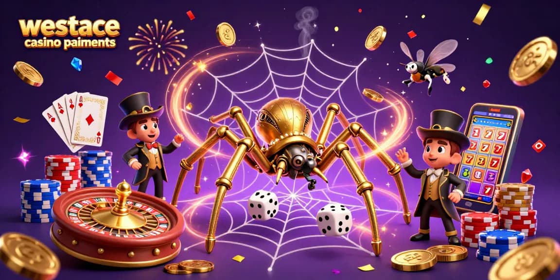 Capturant les paiements au westace casino, cette illustration 3D montre des éléments de jeu énergétiques.