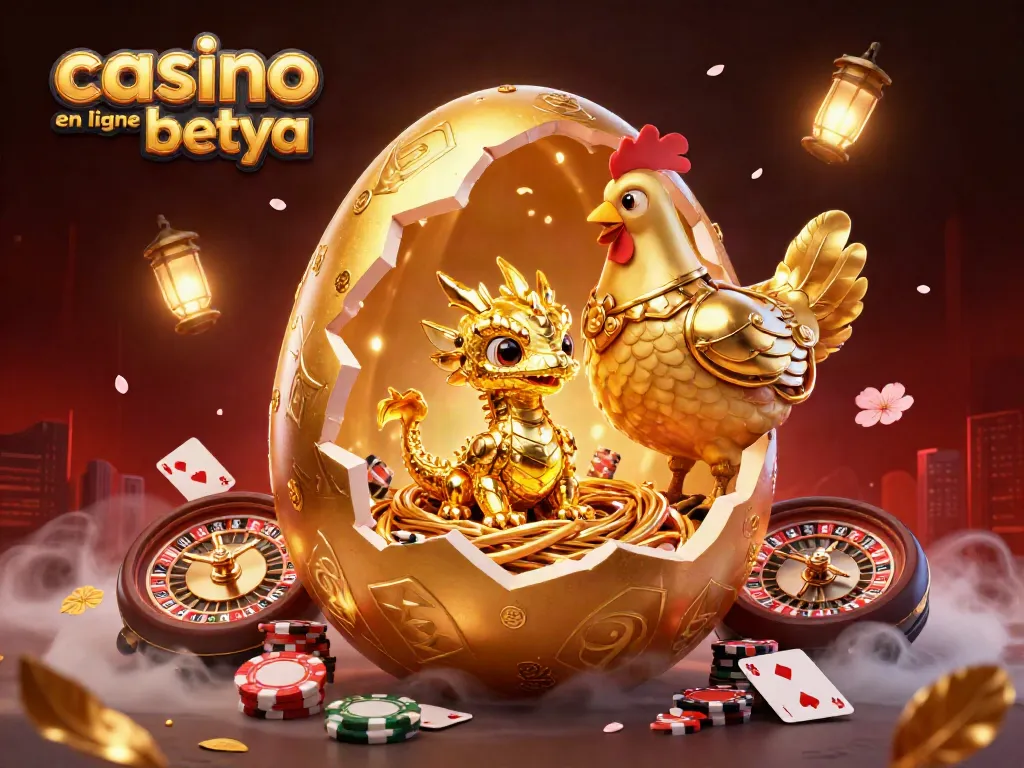 Experience the excitement of casino en ligne betya with this dynamic 3D illustration of a golden dragon and poker chips.