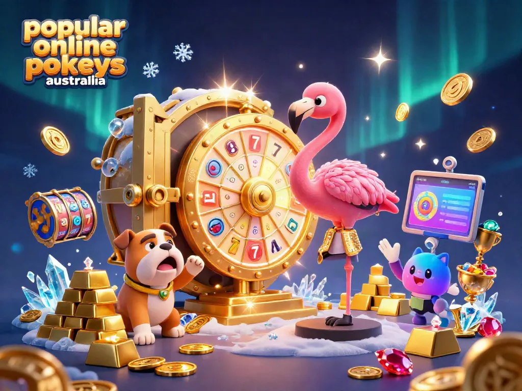 Experience the excitement of popular online pokies Australia with this vibrant 3D casino illustration.